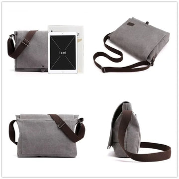 Xajzpa New Men Canvas Crossbody Shoulder Messenger Bags Man New Fashion Cross Body Bag Casual Solid Multi Function Portable Male Bag